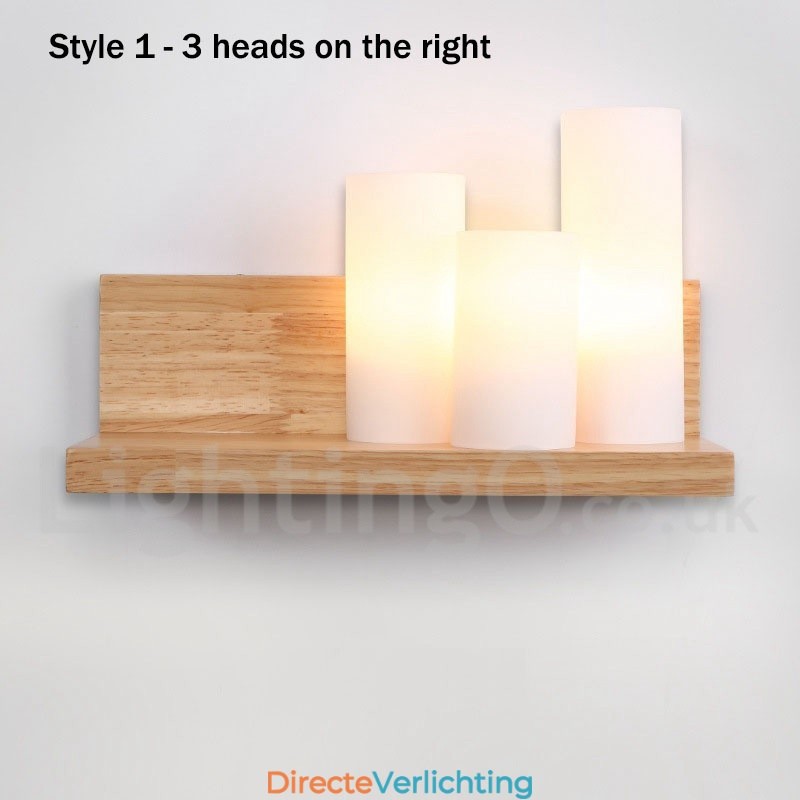 Mini Stijl Wandlampen met Glazen Kapjes Moderne Hedendaagse Houten Bamboe Wandlamp