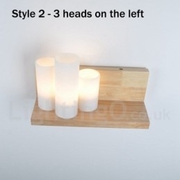 Mini Stijl Wandlampen met Glazen Kapjes Moderne Hedendaagse Houten Bamboe Wandlamp
