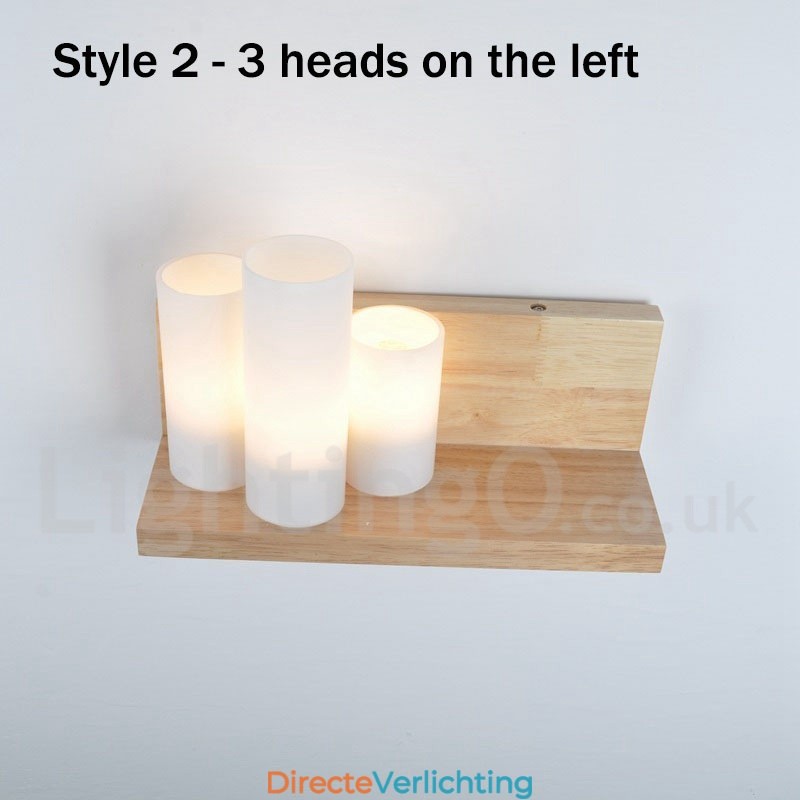 Mini Stijl Wandlampen met Glazen Kapjes Moderne Hedendaagse Houten Bamboe Wandlamp