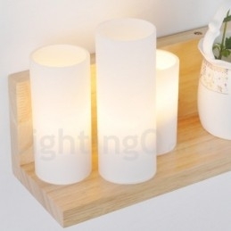 Mini Stijl Wandlampen met Glazen Kapjes Moderne Hedendaagse Houten Bamboe Wandlamp