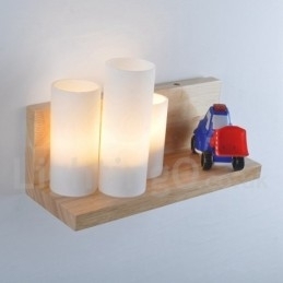 Mini Stijl Wandlampen met Glazen Kapjes Moderne Hedendaagse Houten Bamboe Wandlamp