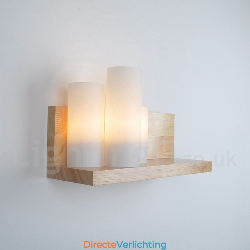 Mini Stijl Wandlampen met Glazen Kapjes Moderne Hedendaagse Houten Bamboe Wandlamp