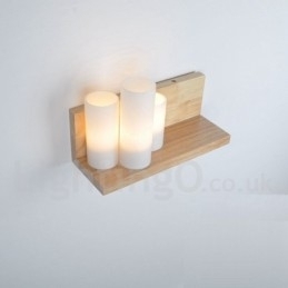 Mini Stijl Wandlampen met Glazen Kapjes Moderne Hedendaagse Houten Bamboe Wandlamp