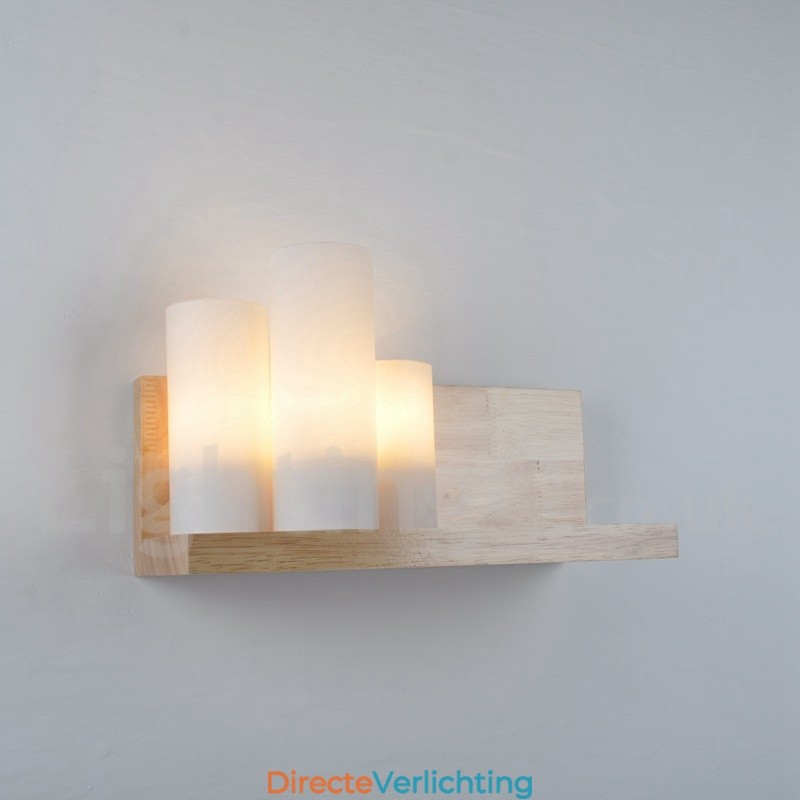 Mini Stijl Wandlampen met Glazen Kapjes Moderne Hedendaagse Houten Bamboe Wandlamp