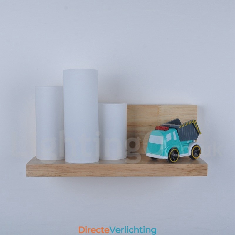 Mini Stijl Wandlampen met Glazen Kapjes Moderne Hedendaagse Houten Bamboe Wandlamp