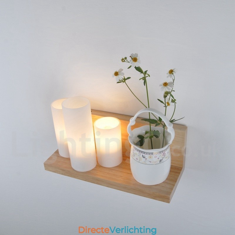 Mini Stijl Wandlampen met Glazen Kapjes Moderne Hedendaagse Houten Bamboe Wandlamp