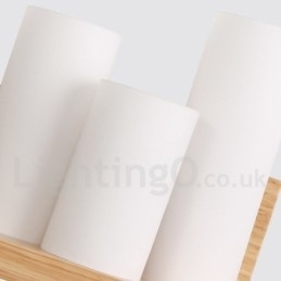 Mini Stijl Wandlampen met Glazen Kapjes Moderne Hedendaagse Houten Bamboe Wandlamp