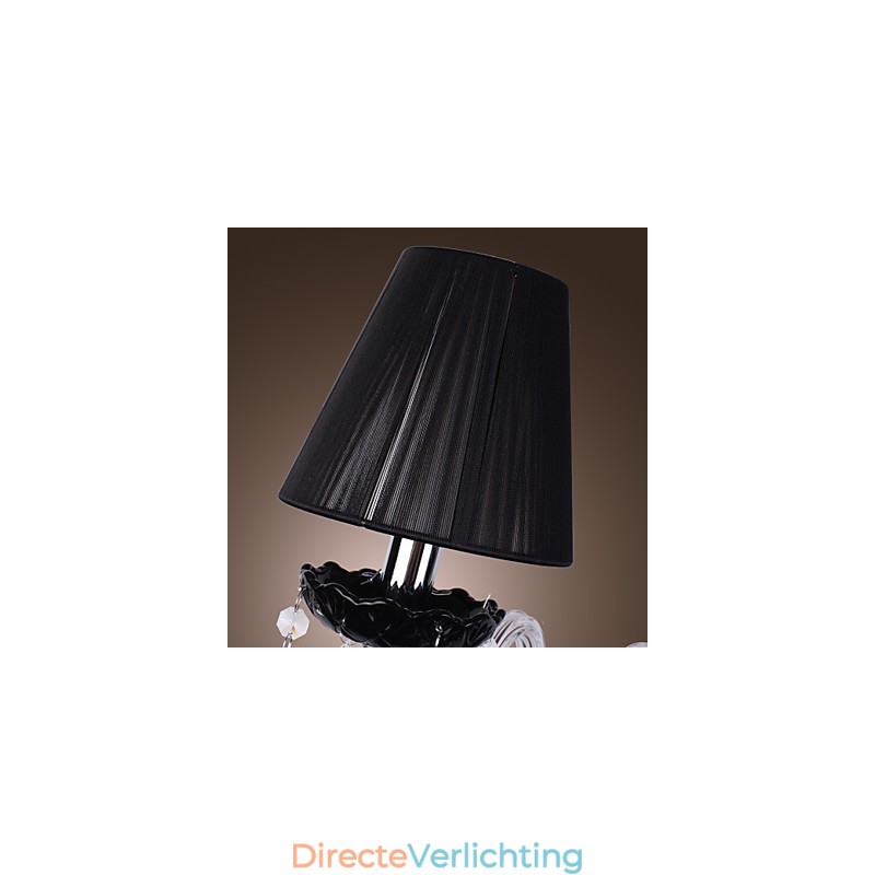Kristallen wandlamp met 2 lampen in stoffen kap