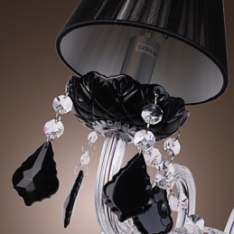 Kristallen wandlamp met 2 lampen in stoffen kap