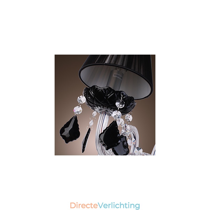 Kristallen wandlamp met 2 lampen in stoffen kap