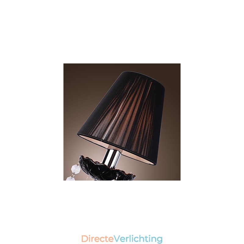 Kristallen wandlamp met 2 lampen in stoffen kap