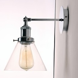 Art Deco wandlamp met glazen kegelvormige kap naar beneden