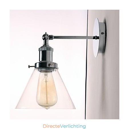 Art Deco wandlamp met glazen kegelvormige kap naar beneden Art Deco wandlamp met glazen kegelvormige kap naar beneden