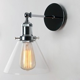 Art Deco wandlamp met glazen kegelvormige kap naar beneden