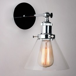 Art Deco wandlamp met glazen kegelvormige kap naar beneden