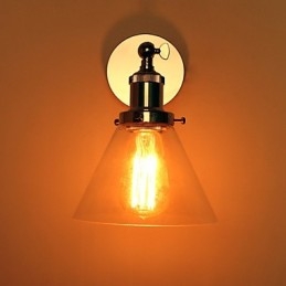 Art Deco wandlamp met glazen kegelvormige kap naar beneden