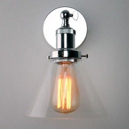 Art Deco wandlamp met glazen kegelvormige kap naar beneden