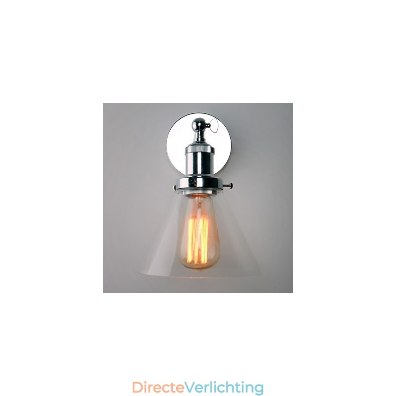 Art Deco wandlamp met glazen kegelvormige kap naar beneden