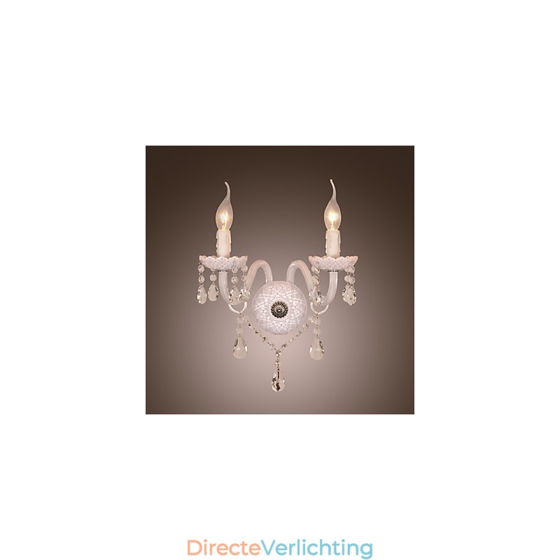 Kristallen wandlamp met 2 lampen in kaarslamp