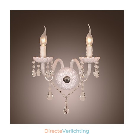 Kristallen wandlamp met 2 lampen in kaarslamp Kristallen wandlamp met 2 lampen in kaarslamp