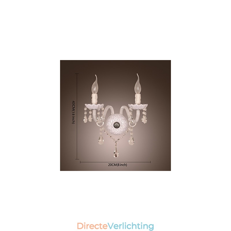 Kristallen wandlamp met 2 lampen in kaarslamp
