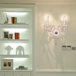 Kristallen wandlamp met 2 lampen in kaarslamp