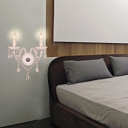 Kristallen wandlamp met 2 lampen in kaarslamp