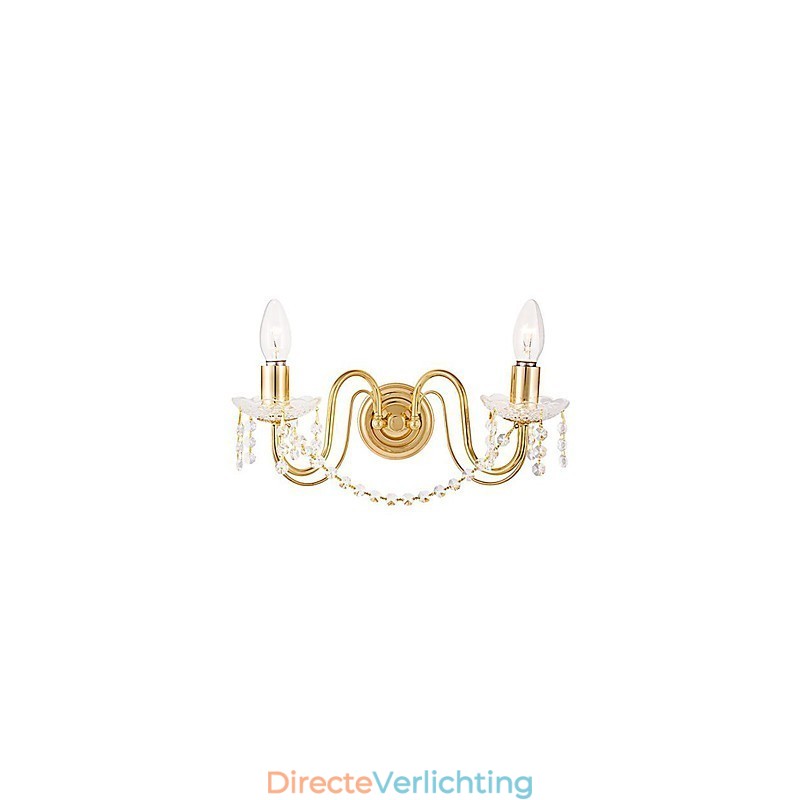 Gouden Kristallen Wandlamp met 2 Lampen