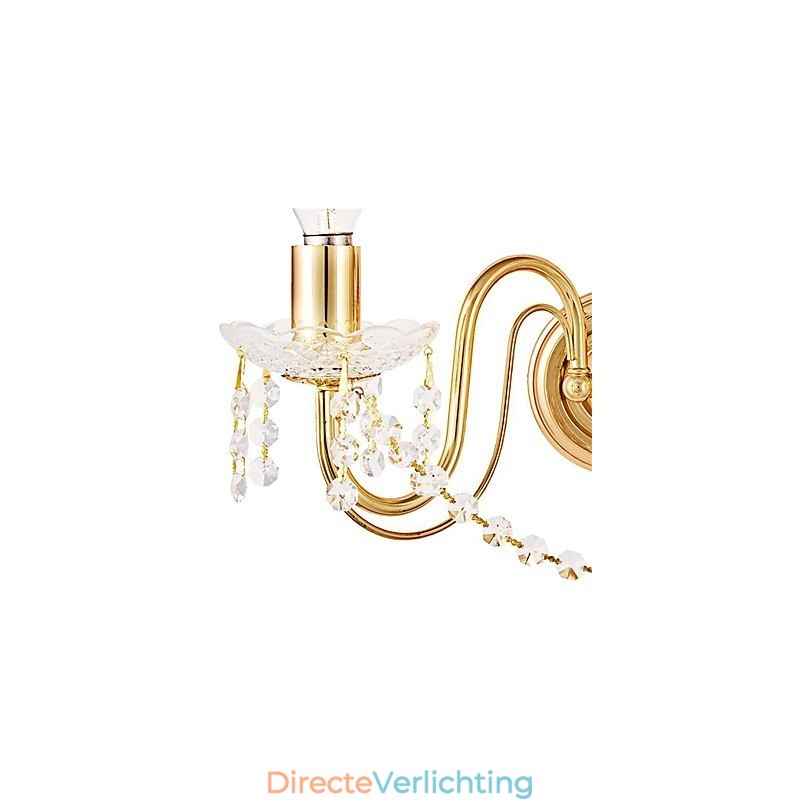 Gouden Kristallen Wandlamp met 2 Lampen