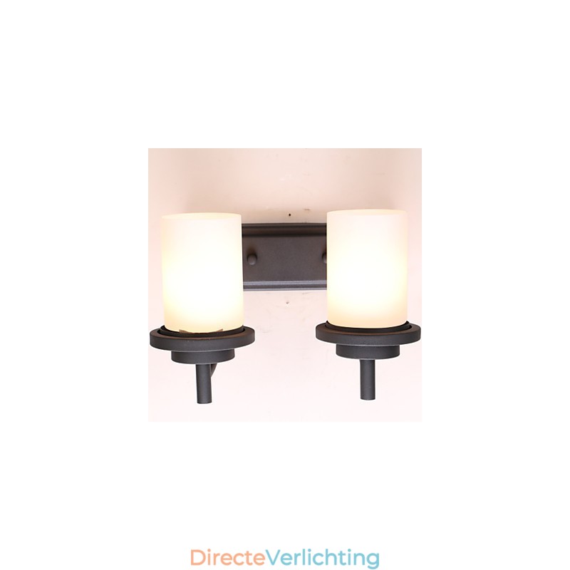 2*Retro Iron Classic Stijl Wandlamp in Schilderproces met Matglas
