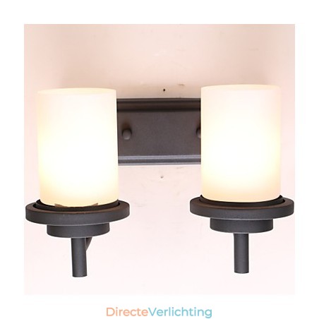 2*Retro Iron Classic Stijl Wandlamp in Schilderproces met Matglas 2*Retro Iron Classic Stijl Wandlamp in Schilderproces met Matglas