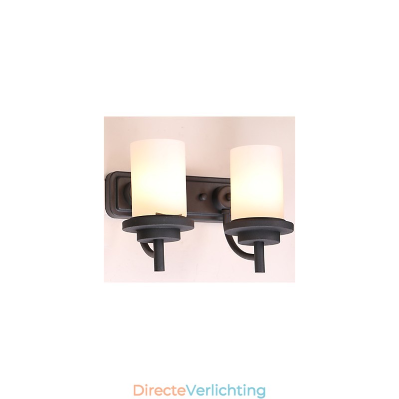 2*Retro Iron Classic Stijl Wandlamp in Schilderproces met Matglas