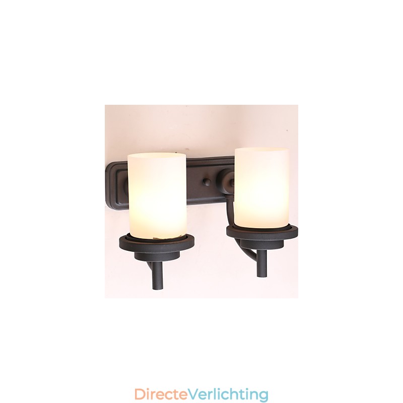2*Retro Iron Classic Stijl Wandlamp in Schilderproces met Matglas
