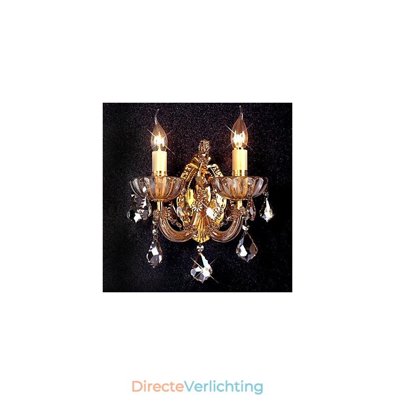 Elegante kristallen wandlamp met 2 lampen