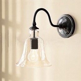 Door de natuur geïnspireerde wandlamp van ijzer met transparante glazen kap