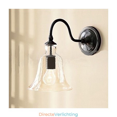 Door de natuur geïnspireerde wandlamp van ijzer met transparante glazen kap Door de natuur geïnspireerde wandlamp van ijzer met transparante glazen kap