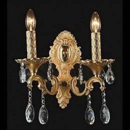 Gouden Kristallen Wandlamp met 2 Lampen