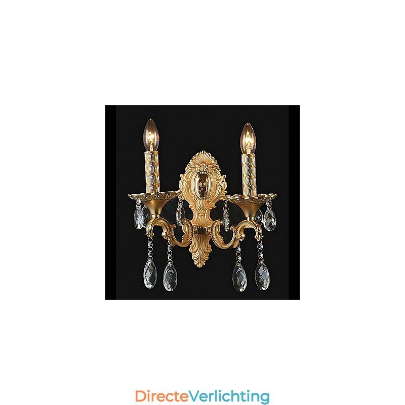 Gouden Kristallen Wandlamp met 2 Lampen