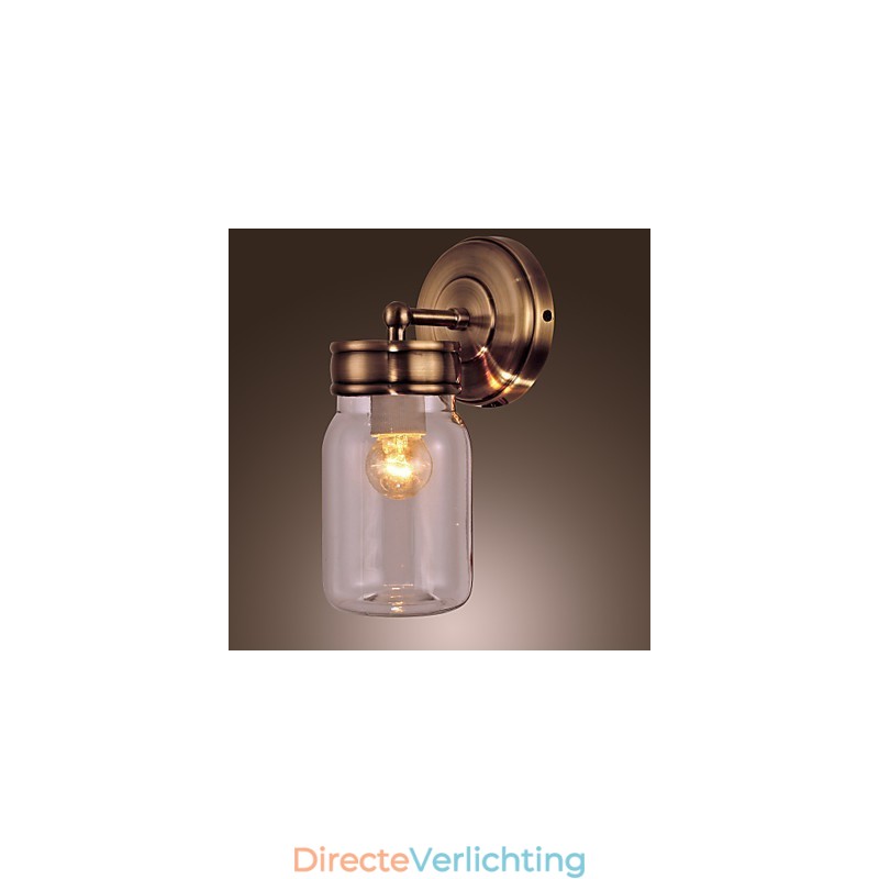 Rustieke wandlamp in flesvorm