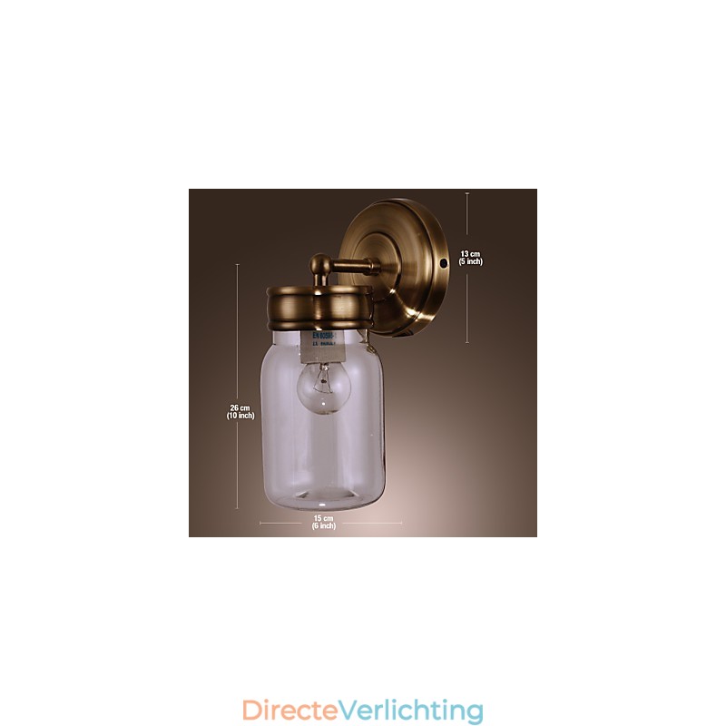 Rustieke wandlamp in flesvorm