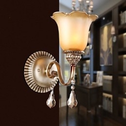 Europa Type Herstel van oude manieren Smeedijzer Slaapkamer Kristalglas Wandlamp Licht