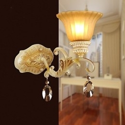Europa Type Herstellende Oude Manieren Smeedijzer Slaapkamer Kristal Glas Wandlamp Licht