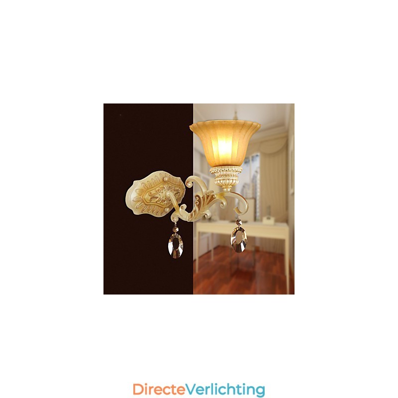 Europa Type Herstellende Oude Manieren Smeedijzer Slaapkamer Kristal Glas Wandlamp Licht