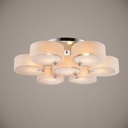 Moderne, eigentijdse plafondlamp met 7 lampen van metaal