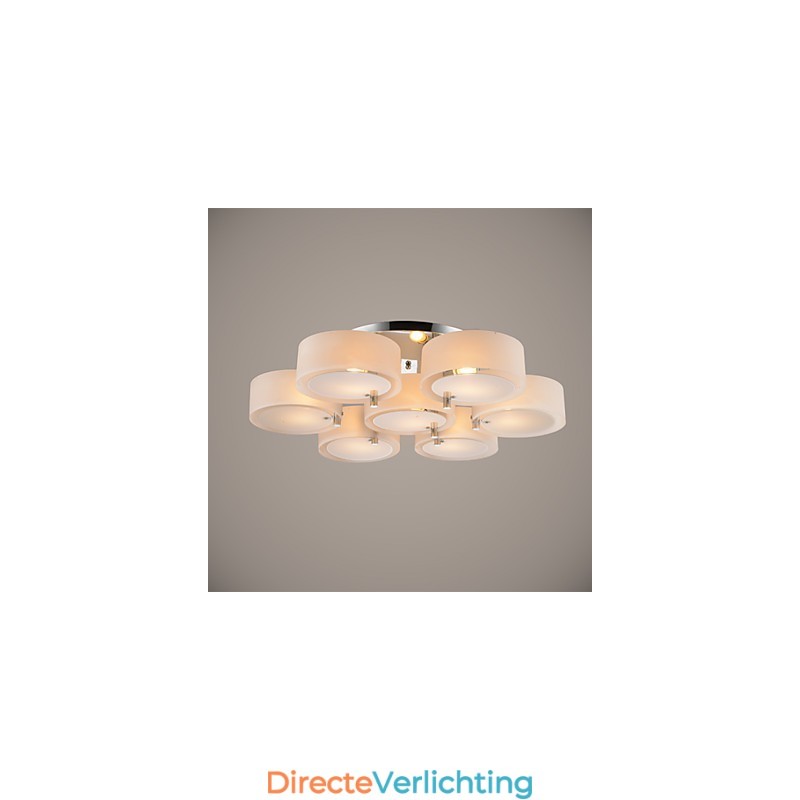 Moderne, eigentijdse plafondlamp met 7 lampen van metaal
