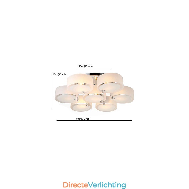 Moderne, eigentijdse plafondlamp met 7 lampen van metaal