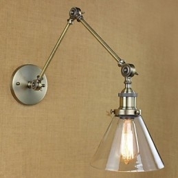 IJzeren Plating Brons Bar Gangpad Eetkamer Hotel Vintage IJzeren Arm Glazen Wandlamp Verlichting