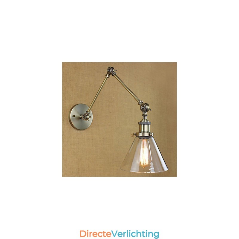 IJzeren Plating Brons Bar Gangpad Eetkamer Hotel Vintage IJzeren Arm Glazen Wandlamp Verlichting