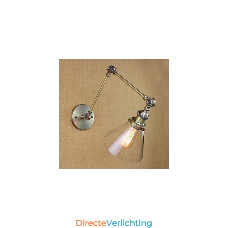 IJzeren Plating Brons Bar Gangpad Eetkamer Hotel Vintage IJzeren Arm Glazen Wandlamp Verlichting
