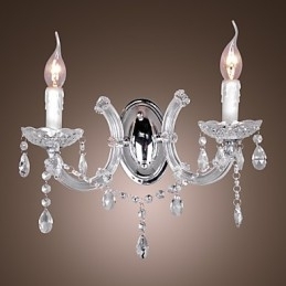Elegante kristallen wandlamp met 2 lampen